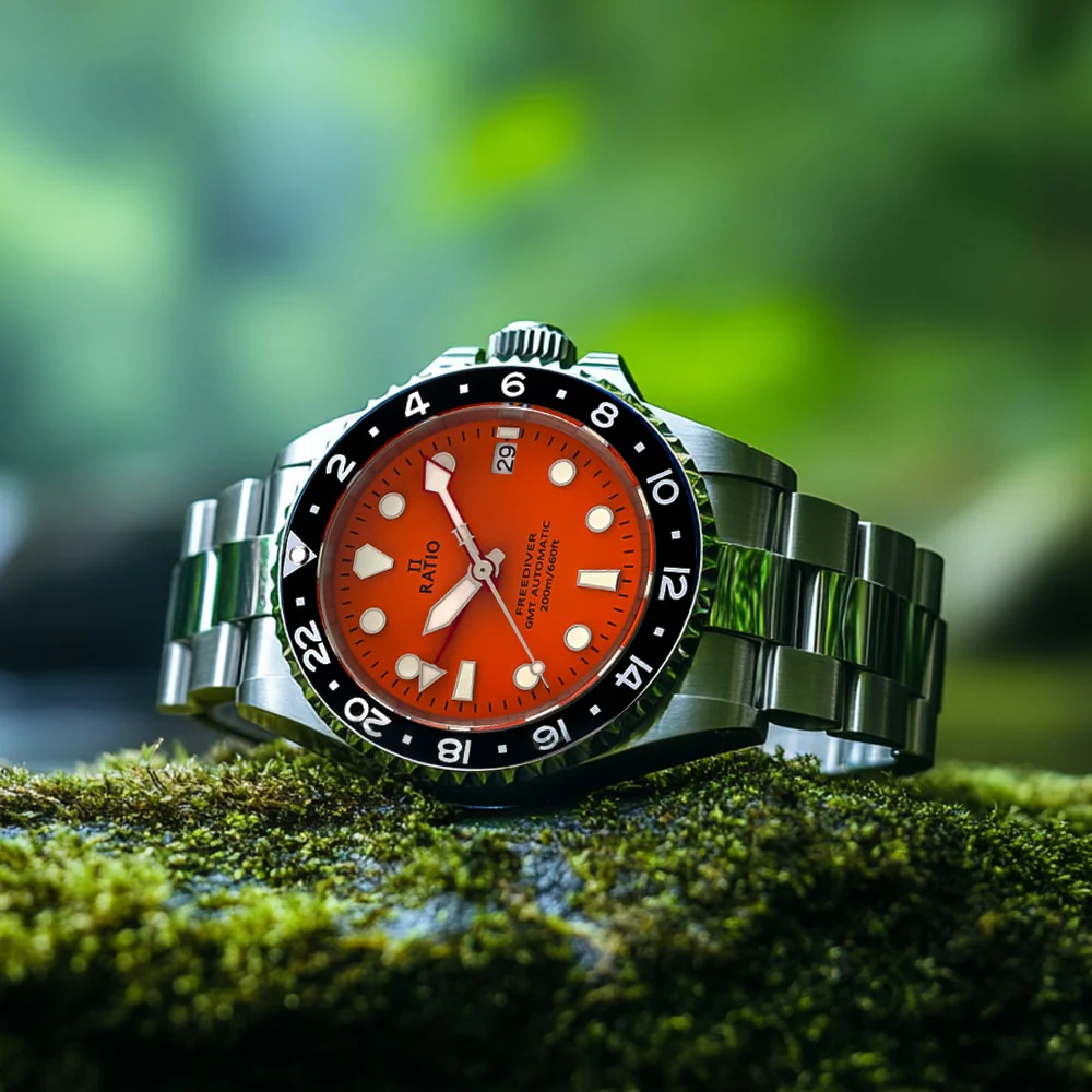 Ratio FreeDiver GMT Orange Dial Automatic Diver's 200M RTF055